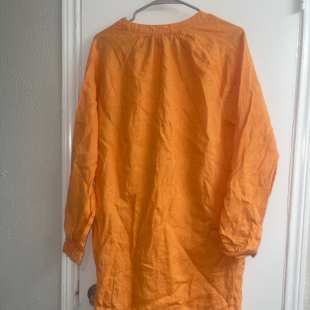 Martha Stewart 100% Linen orange mini dress size L NWOT
